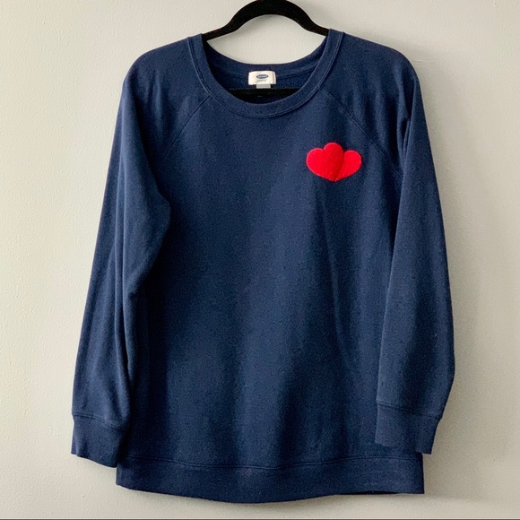 Old Navy Tops - Embroidered Heart Crew Neck Sweatshirt ❤️💙